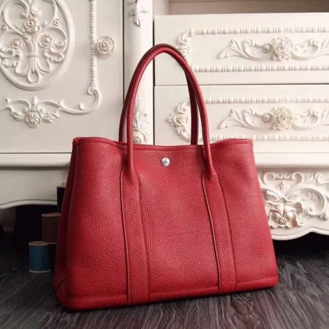 Red Fake AAA Hermes Garden Party 30cm Bright Tote Bag