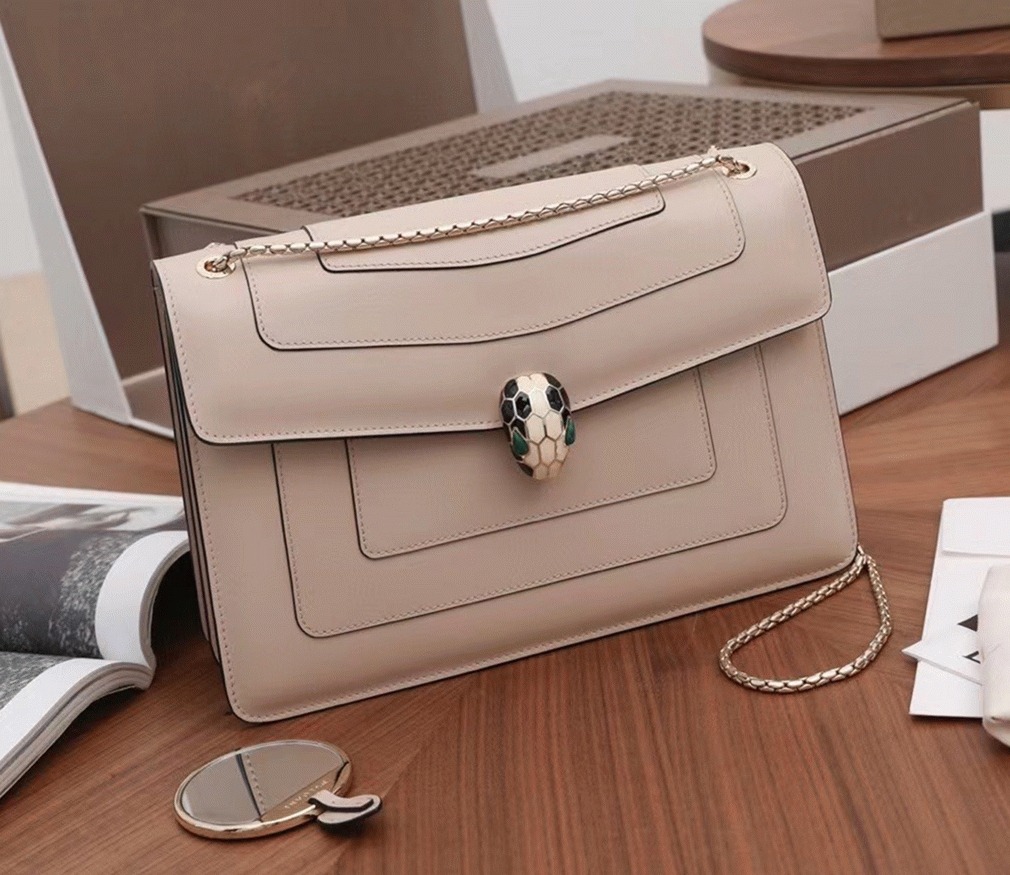 Replica Bvlgari Serpenti Forever Large Shoulder Bag Beige Calfskin
