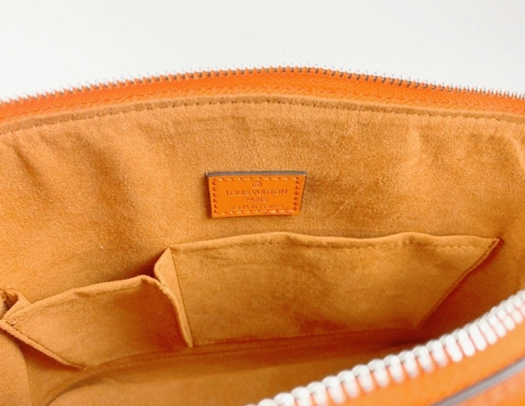 Louis Vuitton Epi Leather Alma PM Handbag In Orange With Jacquard Strap