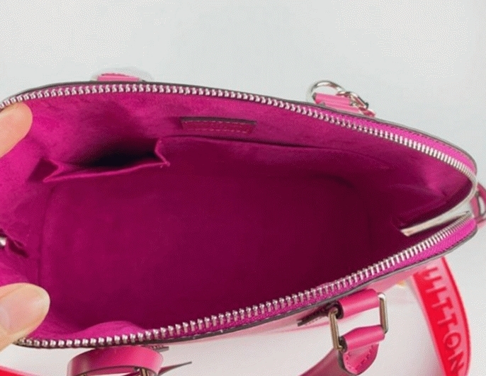 Louis Vuitton Epi Leather Alma PM Handbag In Pondichery Pink With Jacquard Strap