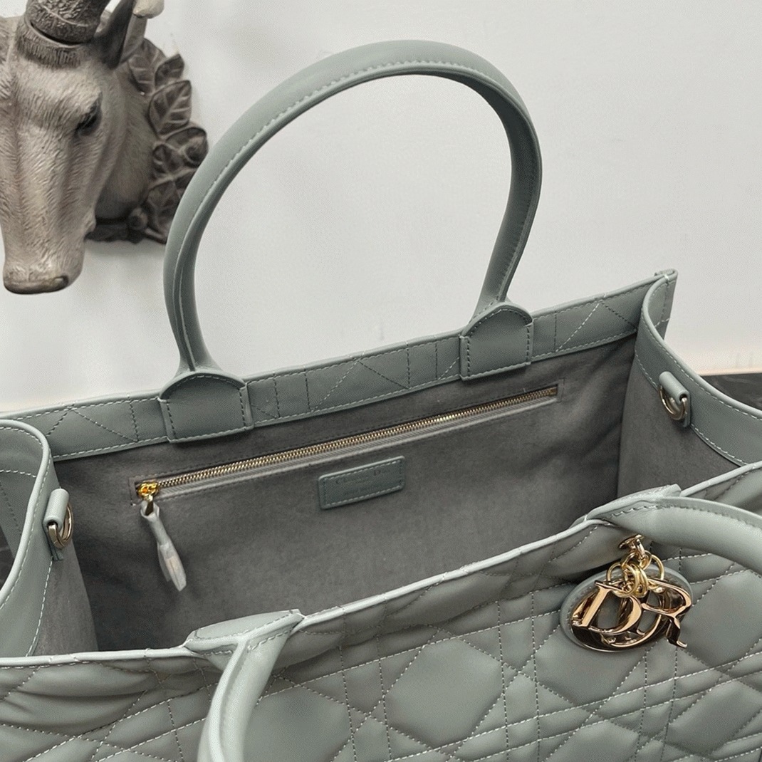 Dior Medium Book Tote Bag Replica with Strap in Grey