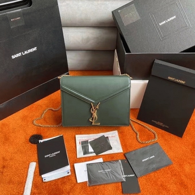 Replica Saint Laurent Cassandra Medium Chain Bag Green