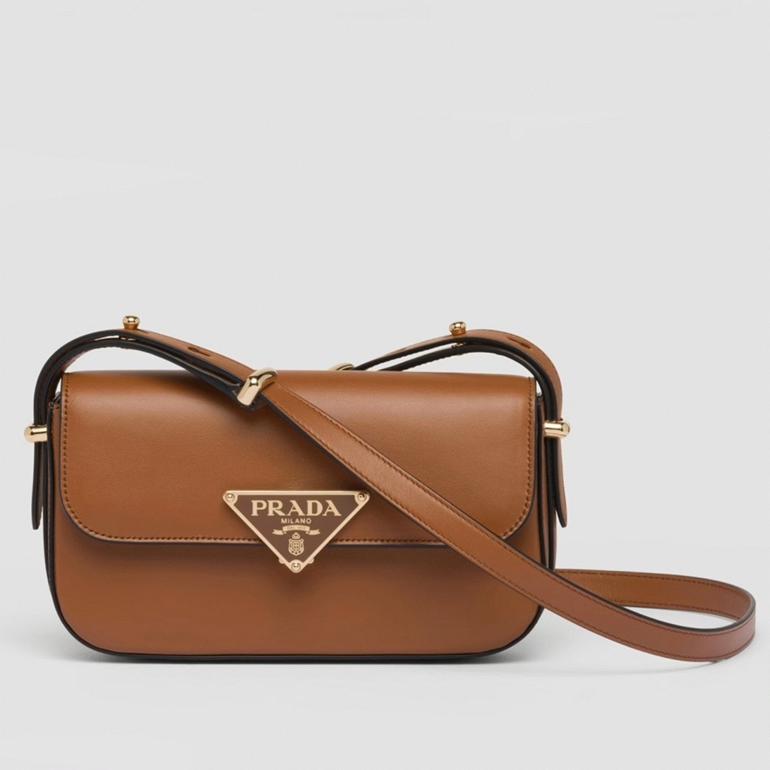 Prada Shoulder Bag Knockoff in Cognac Smooth Calfskin