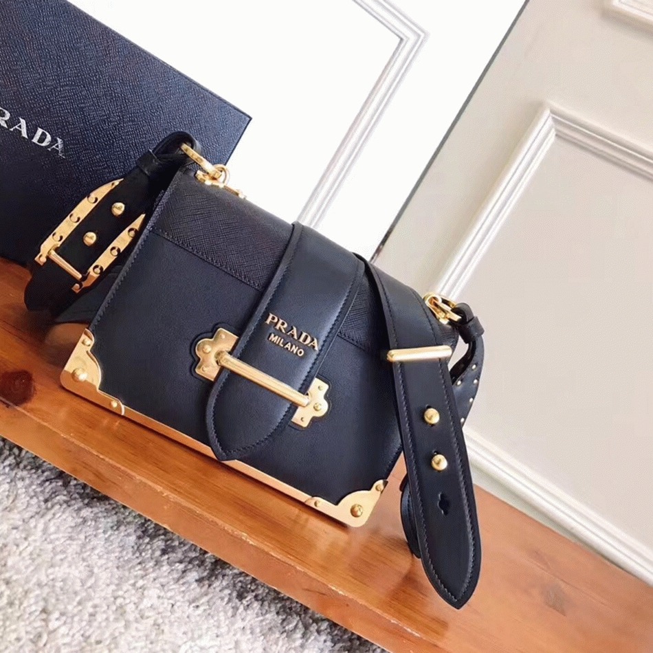 Black Prada Cahier Shoulder Bag Replica