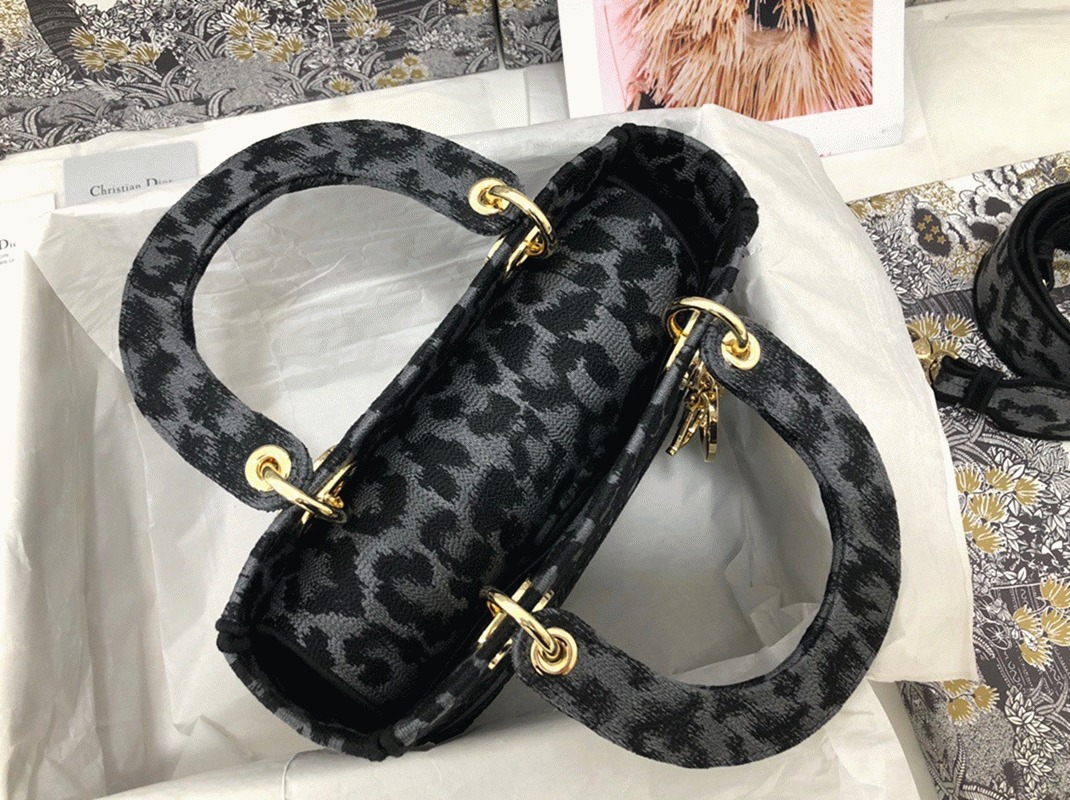Dior Lady D-Lite Medium Bag Knockoff in Grey Mizza Embroidery