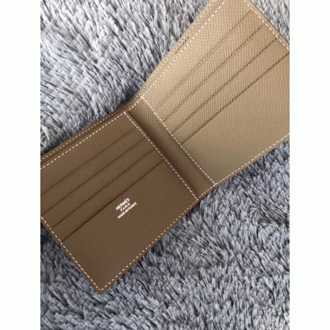 Taupe best replica Hermes Copernic compact wallet