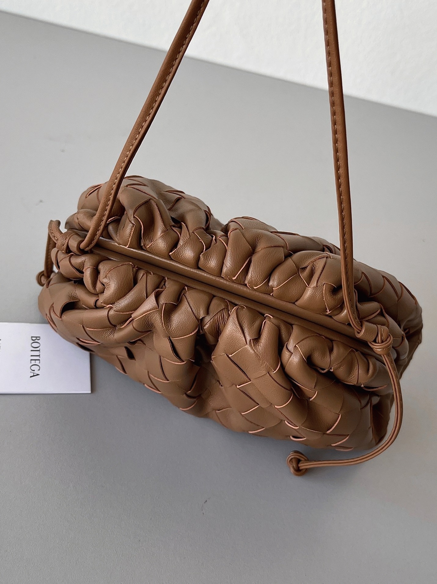 Replica Bottega Veneta Mini Pouch with Strap Caramel