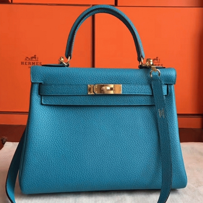 Turquoise Clemence Imitation Hermes Kelly Retourne 28cm Colorful Bag