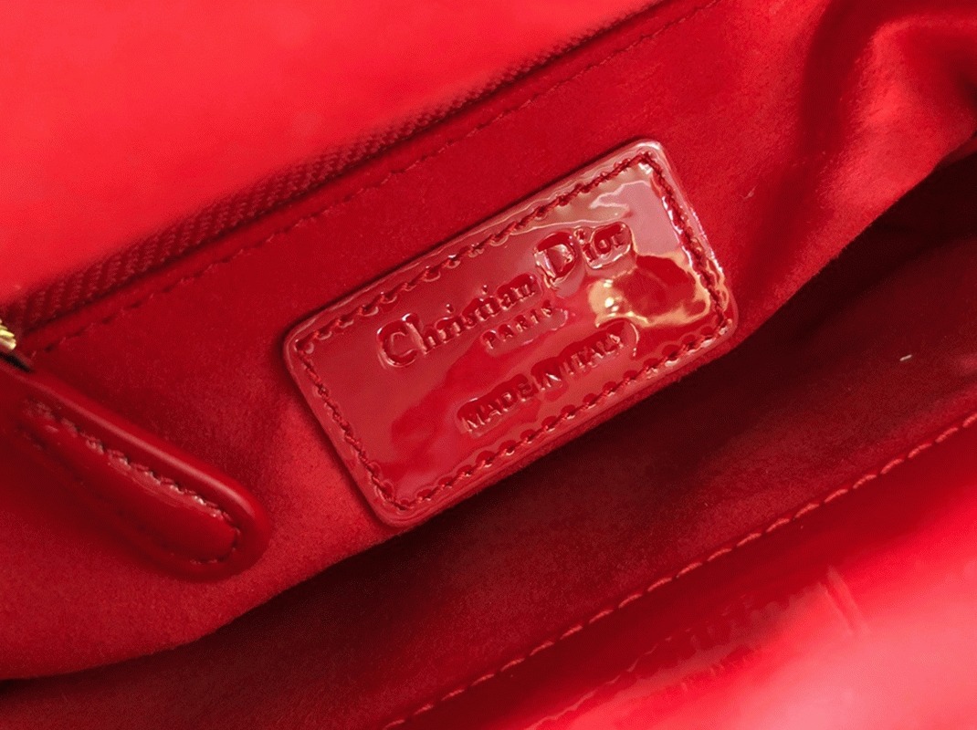 Dior Lady Dior Mini Chain Bag Knockoff with Chain in Red