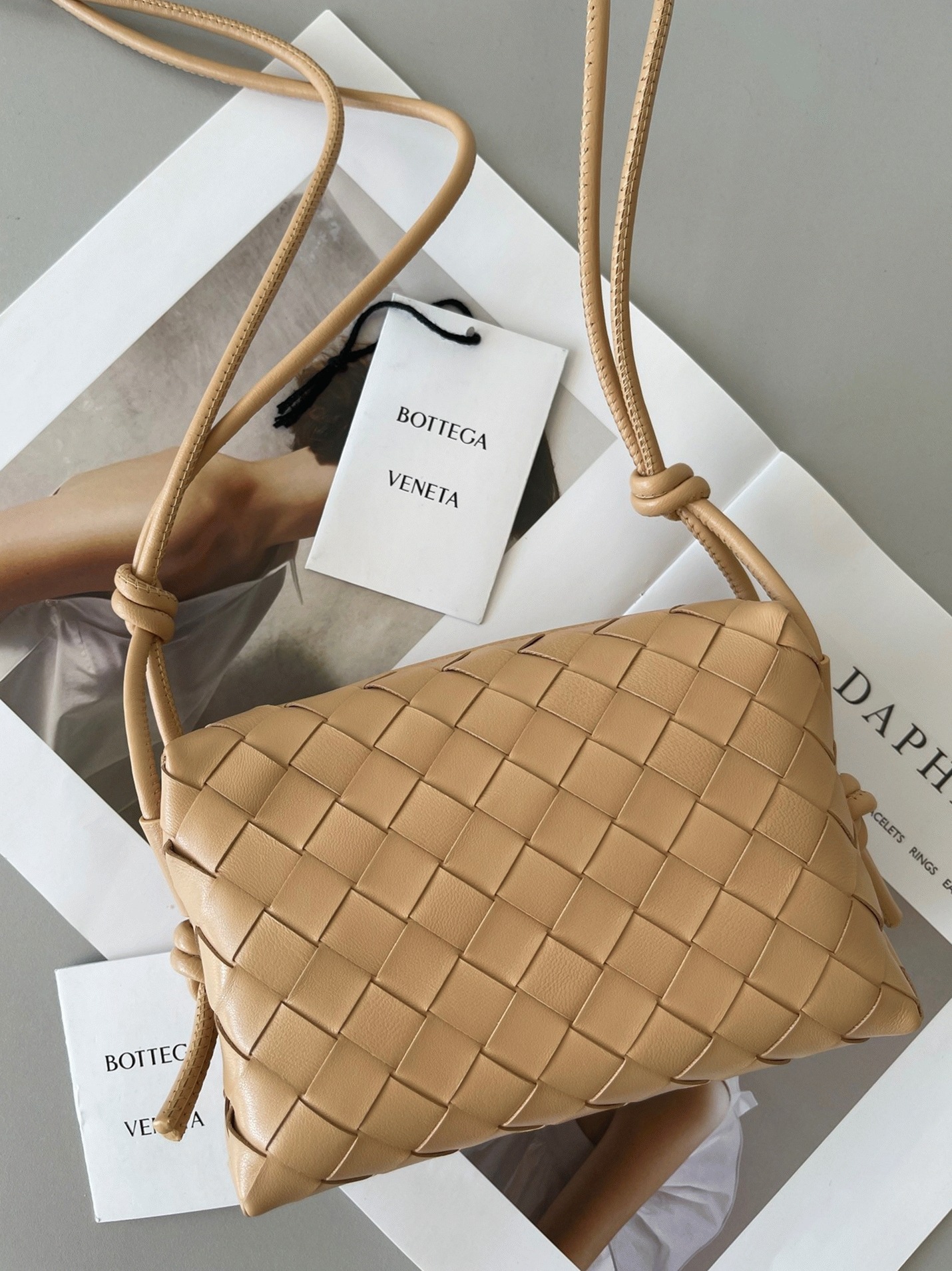 Fake Bottega Veneta Loop Mini Bag Almond