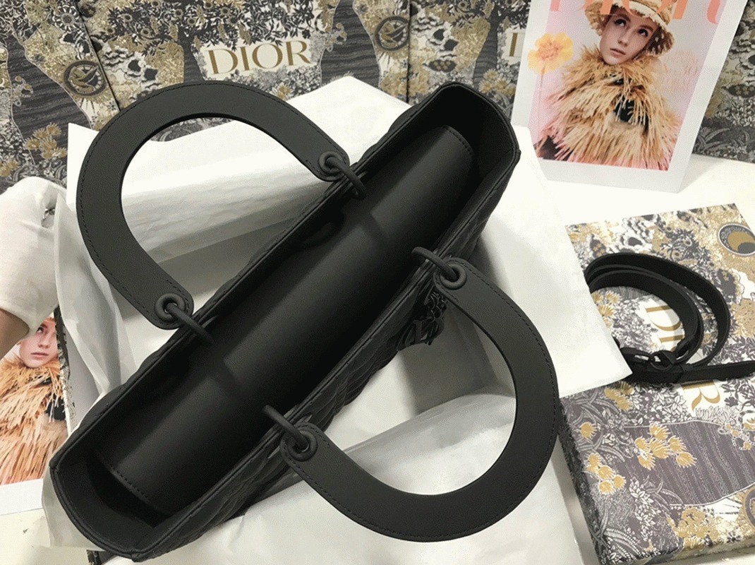 Black Dior Lady Dior Imitation Large Handbag