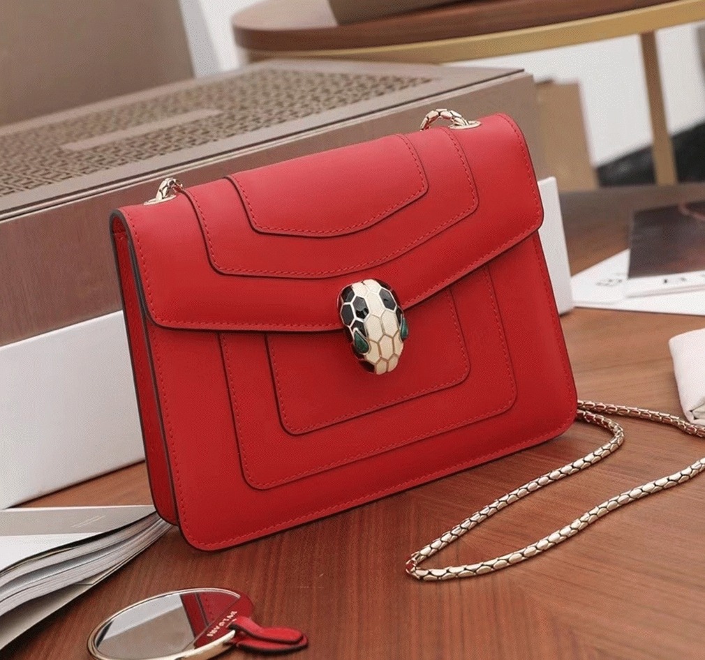 Fake Bvlgari Serpenti Forever Small Crossbody Bag Red Leather