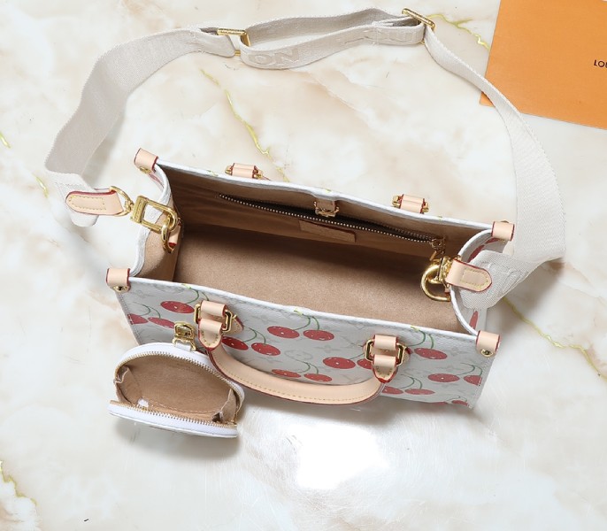 LV X TM Monogram Cherry Canvas Onthego PM In White