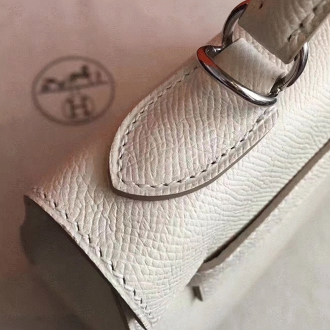 White Epsom Knockoff Hermes Kelly Sellier 28cm Structured Handbag