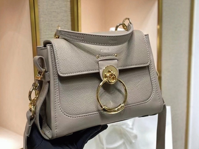 Top Quality Fake Chloe Mini Tess Day Bag In Grey Grained Leather