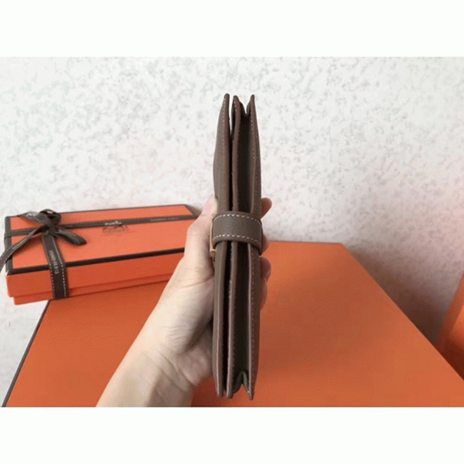 Taupe Clemence Fake Luxury Hermes Bearn Wallet