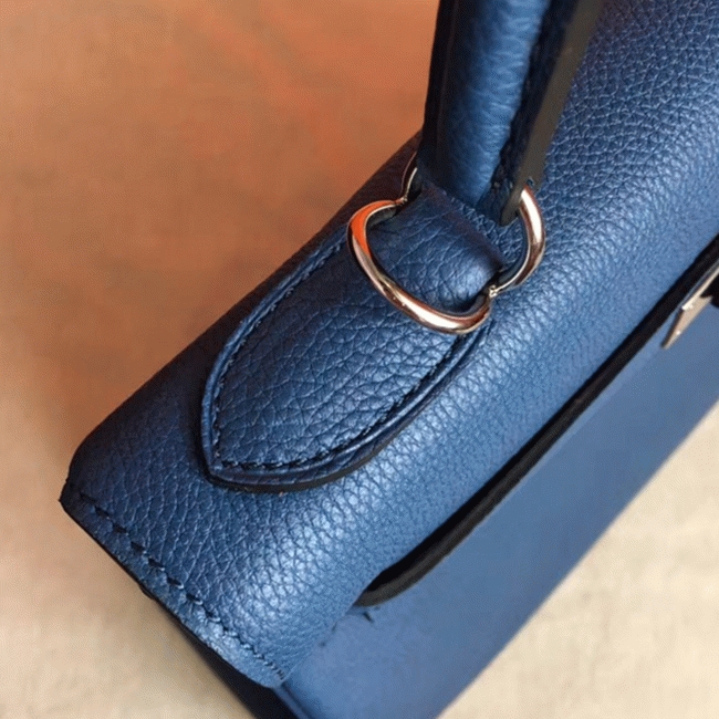 Blue Agate Clemence Fake Hermes Kelly Retourne 28cm Tote