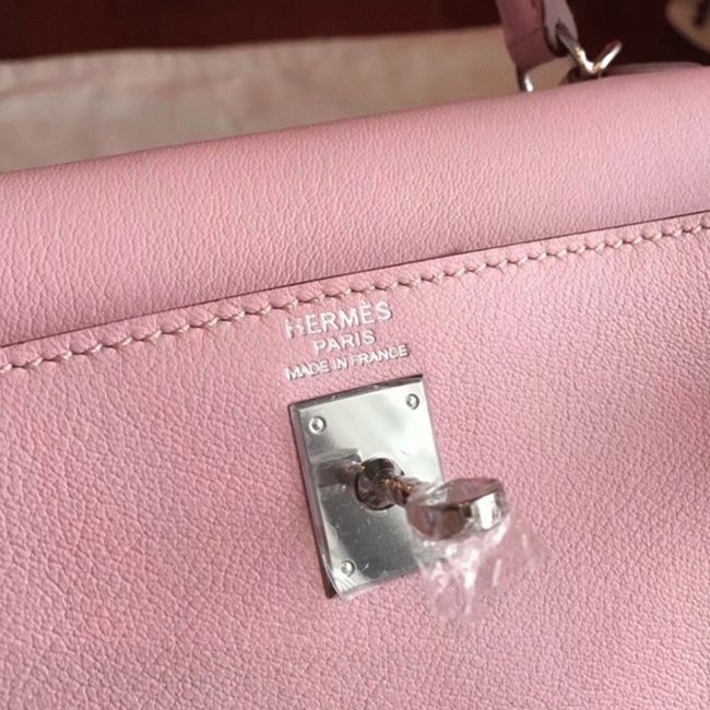 Rose Dragee Swift Replica Hermes Kelly 25cm Graceful Bag