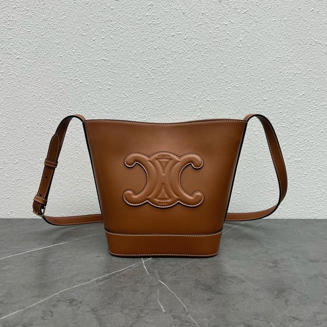 Top Quality Replica Celine Small Bucket Cuir Triomphe In Brown Calfskin