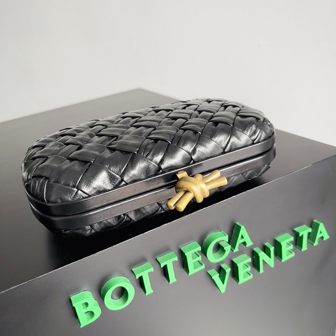 Replica Bottega Veneta Knot Minaudiere Clutch Black Foulard