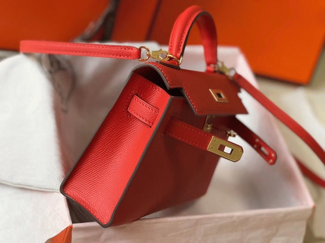 Hermes Kelly Mini II Bag Replica in Rouge Casaque