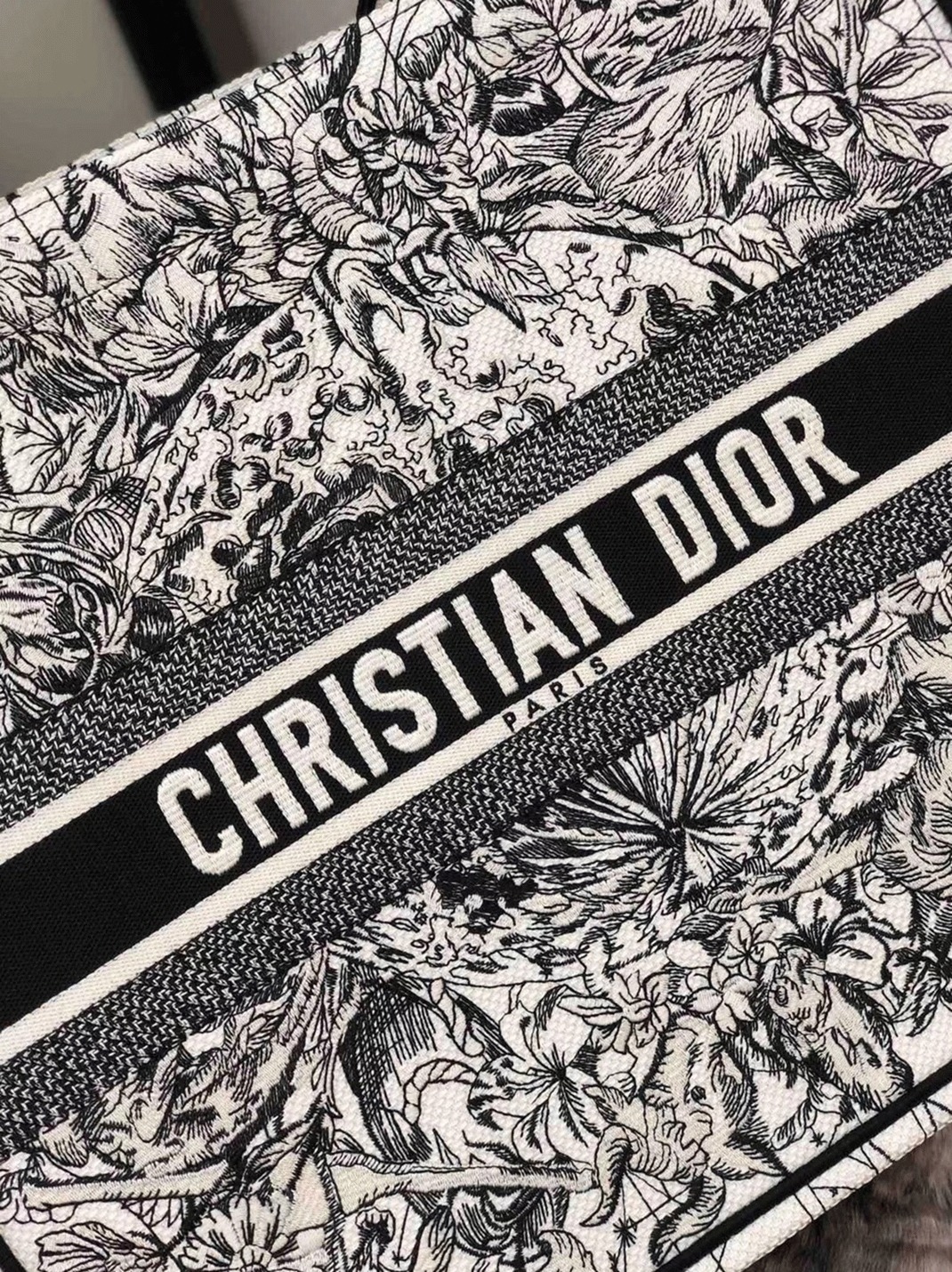 Dior Large Book Tote Bag Replica in Latte Zodiac Embroidery