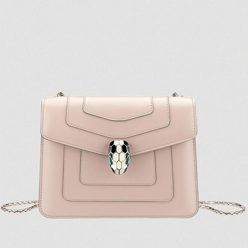 Fake Bvlgari Serpenti Forever Small Crossbody Bag Beige Leather