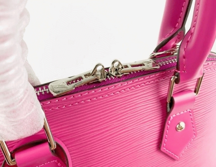 Louis Vuitton Epi Leather Alma PM Handbag In Pondichery Pink With Jacquard Strap