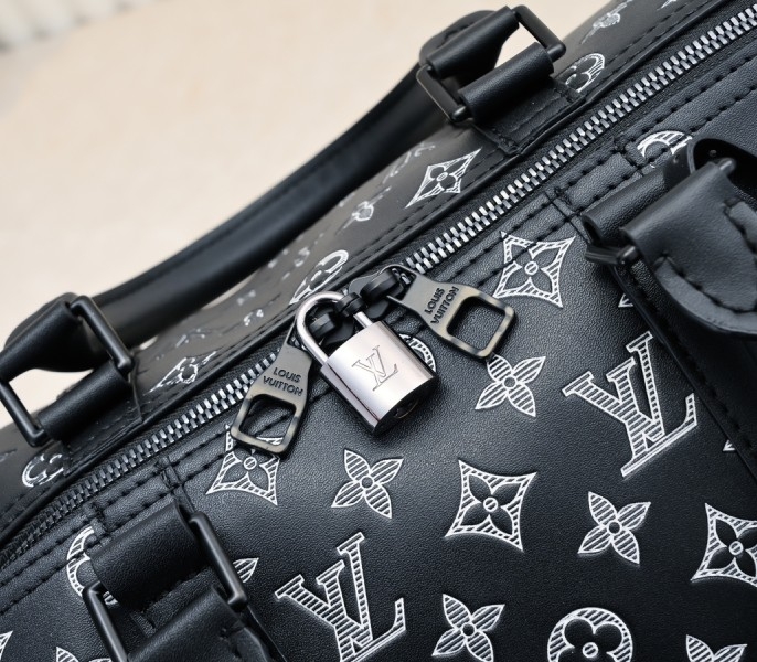 LV Monogram Shadow Keepall Bandouliere 50 In Black