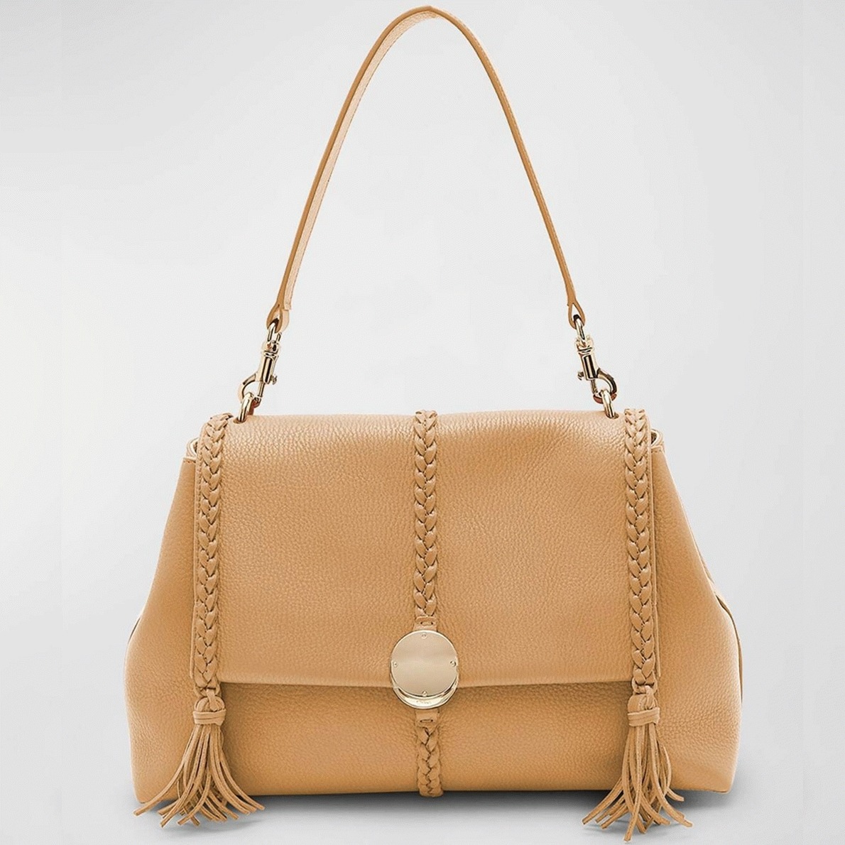 Top Quality Replica Chloe Penelope Medium Shoulder Bag in Beige Grained Calfskin