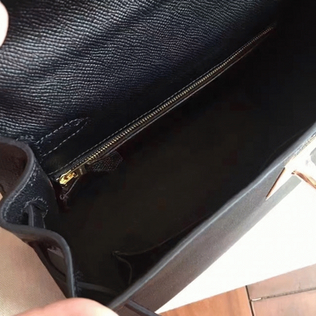 Black Epsom Fake Hermes Kelly Sellier 28cm Stylish Handbag