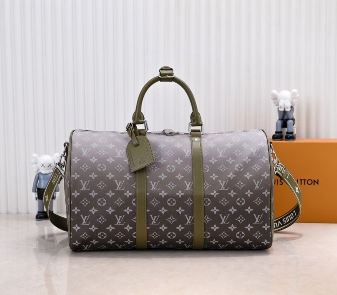 LV Monogram Gradient Canvas Keepall Bandouliere 45 In Khaki Green