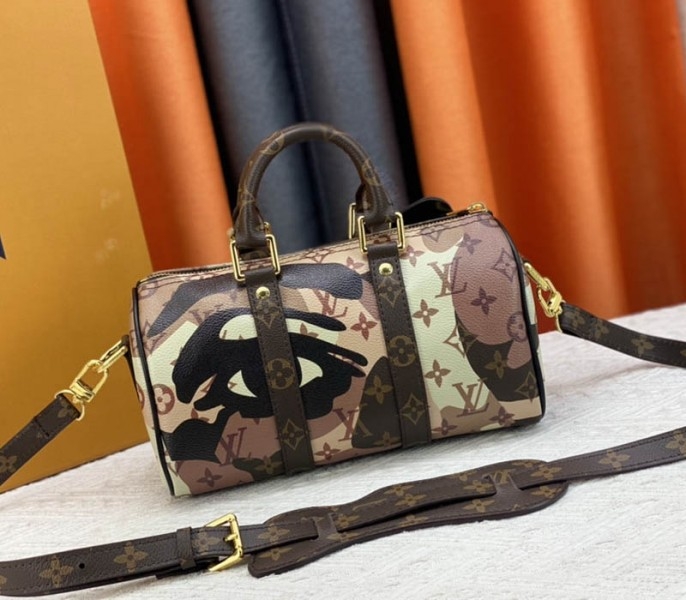 Louis Vuitton J Hope X Keepall Bandouliere 25 Brown Travel Bag In Two Eyes Patches