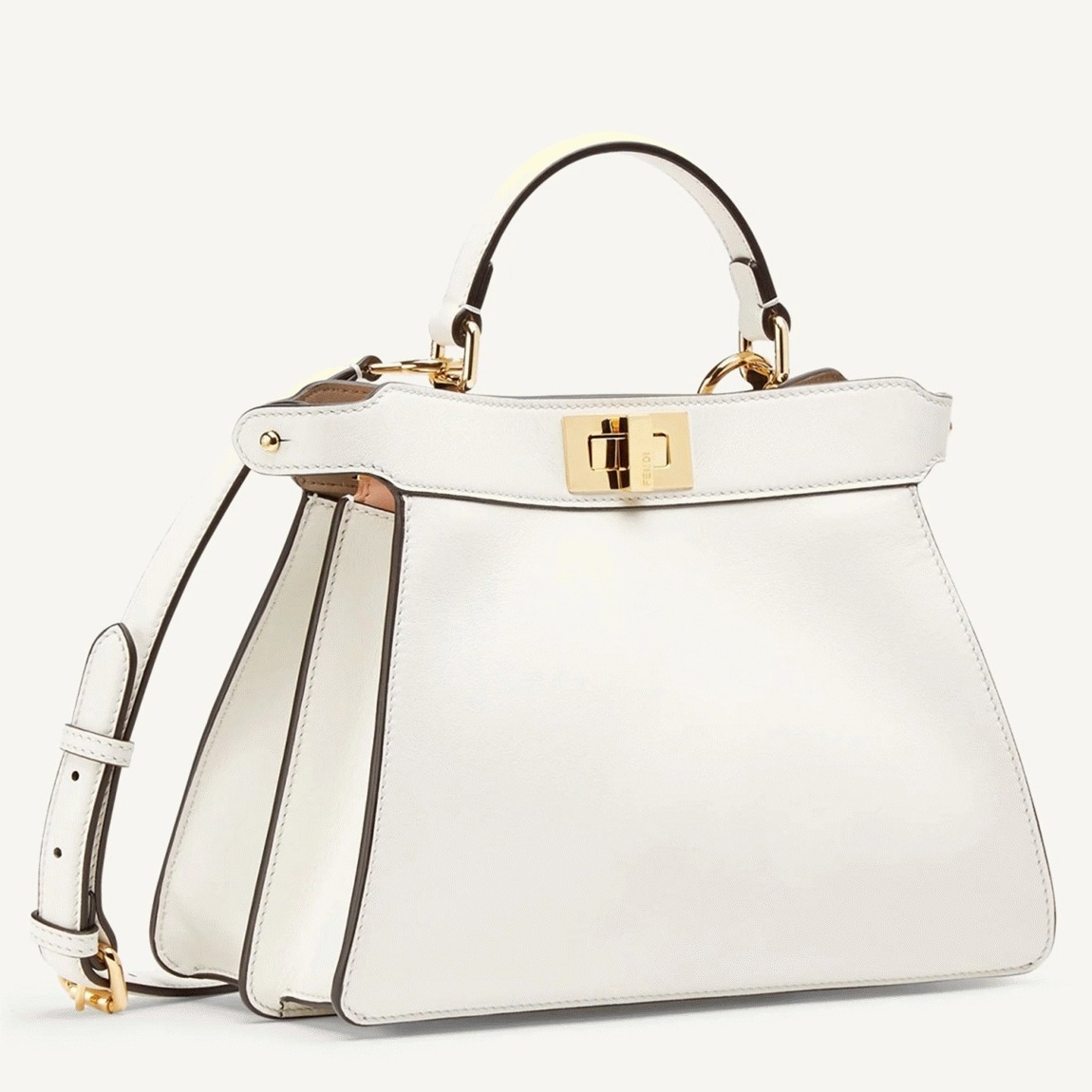Top Quality Replica Fendi Peekaboo ISeeU Small Bag In White Calfskin