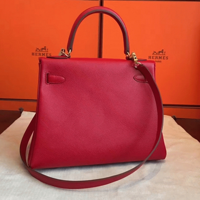 Red Epsom Replica Hermes Kelly 32cm Sellier Classic Bag