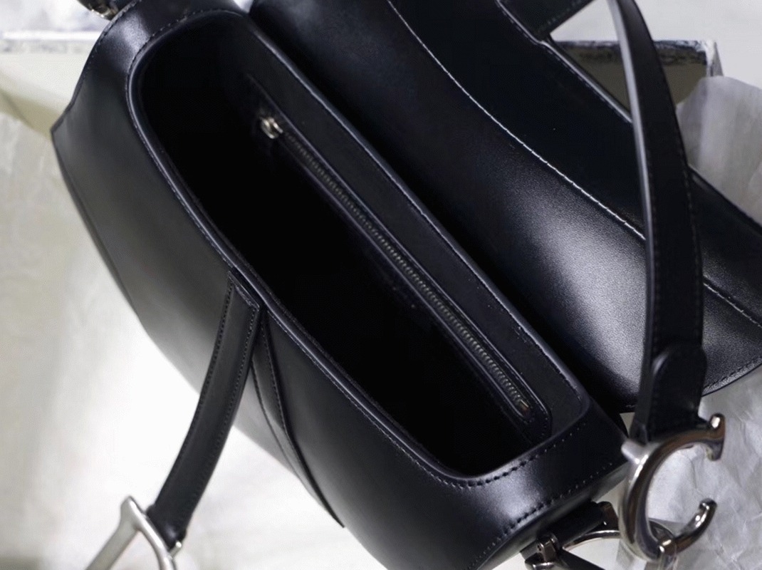 Dior Saddle Bag Replica in Black Soft Calfskin