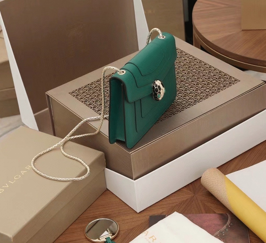 Fake Bvlgari Serpenti Forever Small Crossbody Bag Green Leather