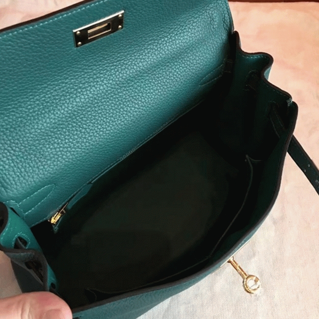 Malachite Clemence Copy Designer Hermes Kelly Retourne 28cm Bag