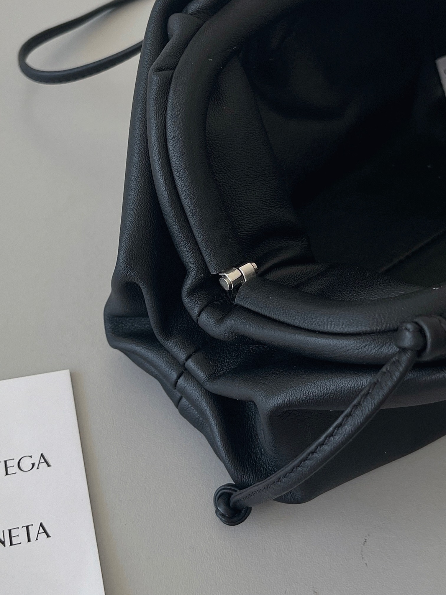 Knockoff Bottega Veneta Mini Pouch with Strap Black