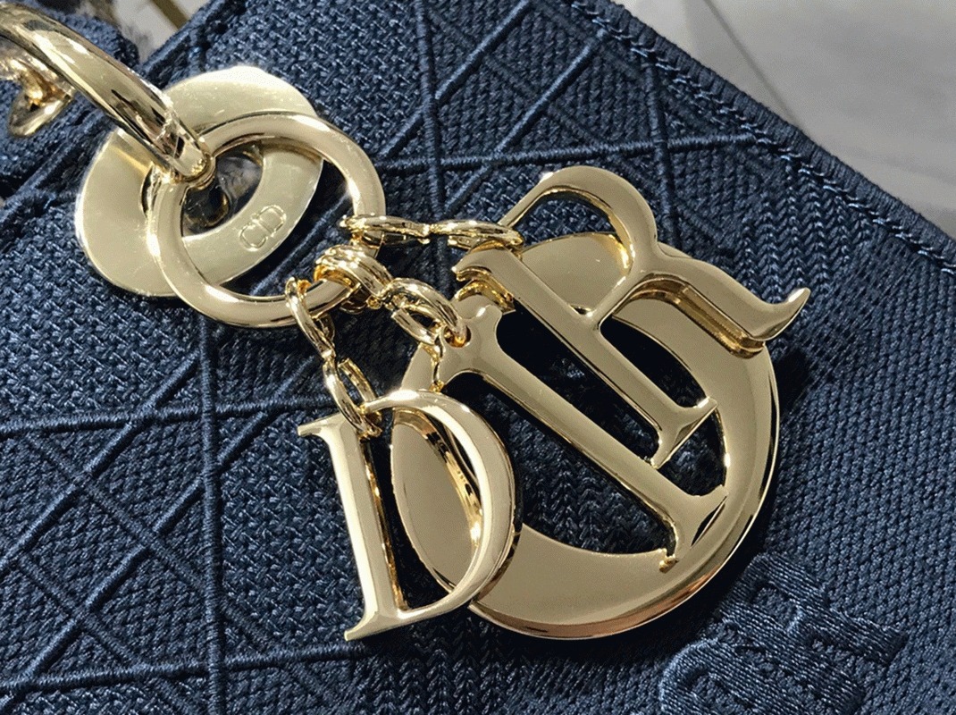 Dior Lady D-Lite Medium Bag Fake in Blue Cannage Embroidered Canvas