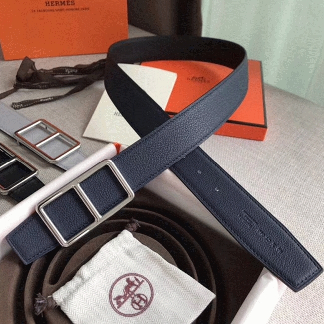 Replica Hermes Officier belt buckle in navy blue
