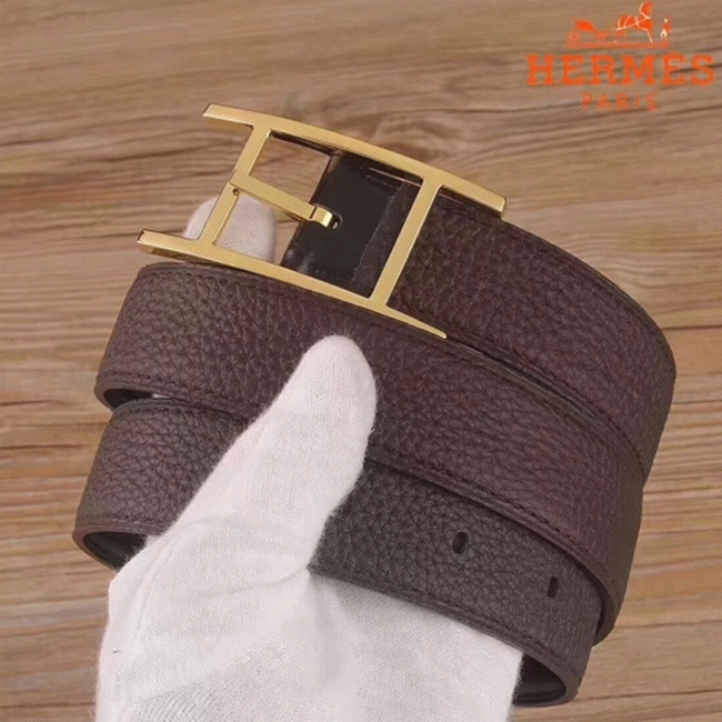 Replica Hermes Quentin chocolate reversible belt