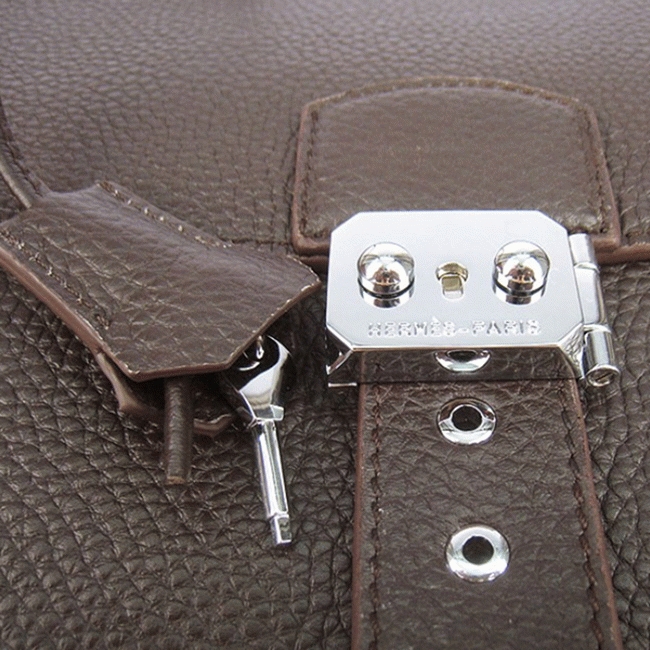 Chocolate Calf Leather Knockoff Hermes Sac A Depeches 38cm Office Bag