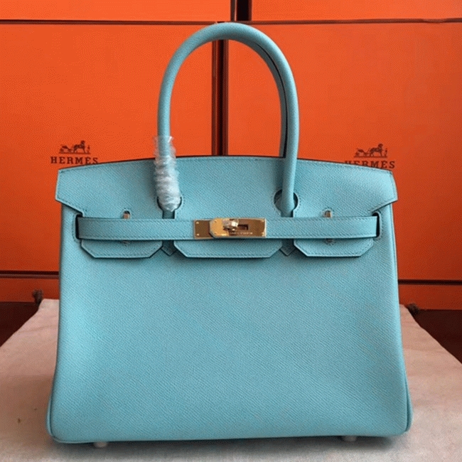 Blue Atoll Color Faux Designer Hermes Birkin 35cm Handbag