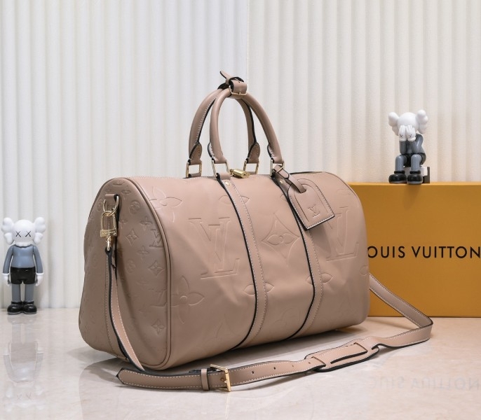 LV Monogram Empreinte Keepall Bandouliere 45 In Tourterelle Gray