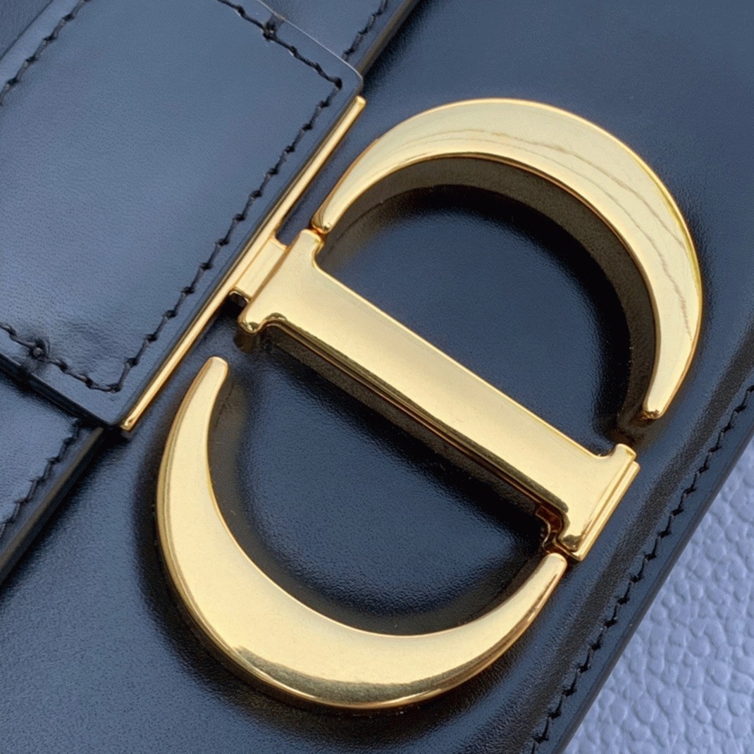 Dior 30 Montaigne Medium Bag Replica in Black Box Calfskin