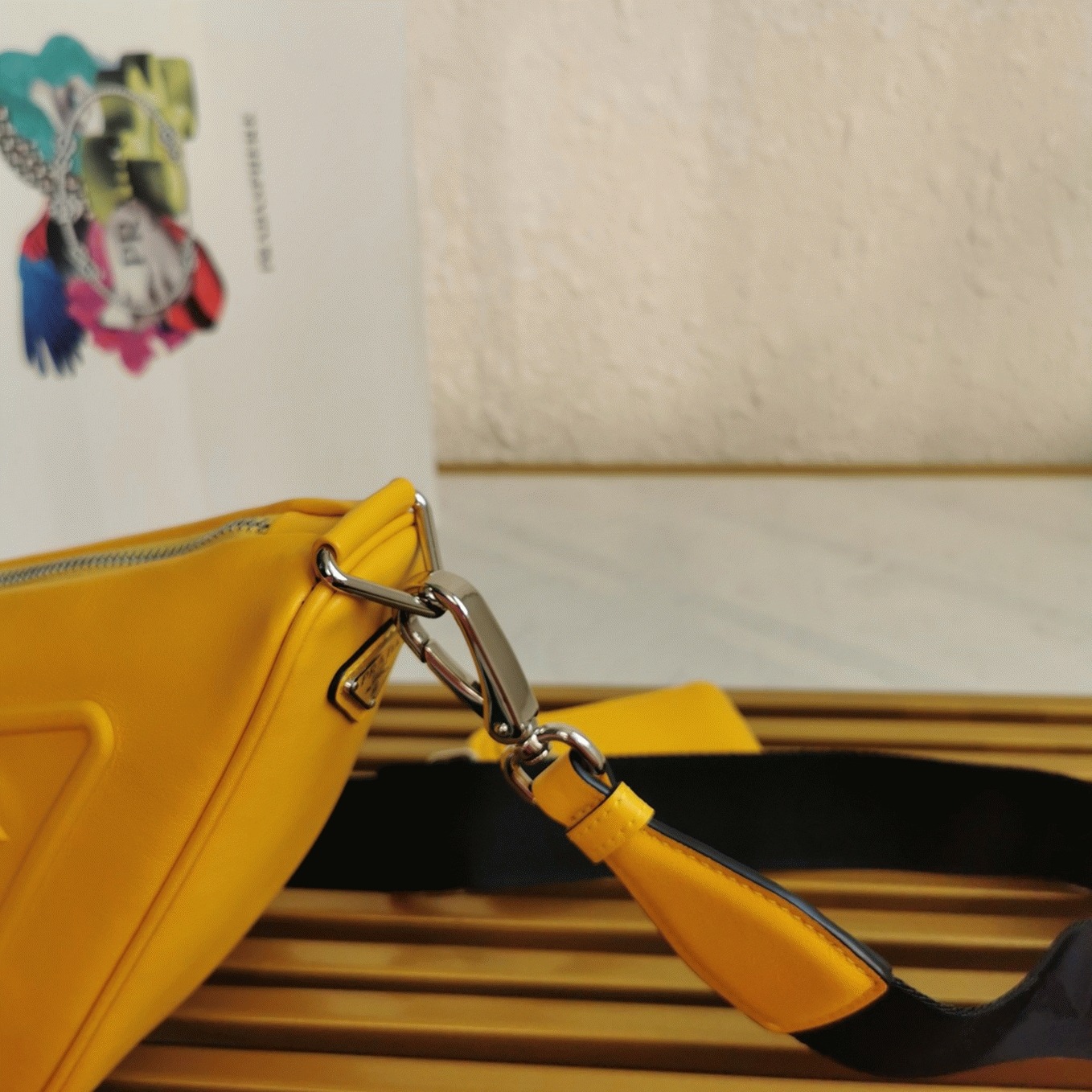 Prada Triangle Shoulder Bag Replica in Yellow