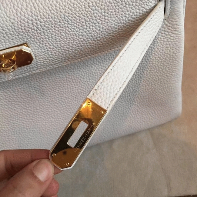 White Clemence Replica Designer Kelly Retourne 32cm Hermes Handbag