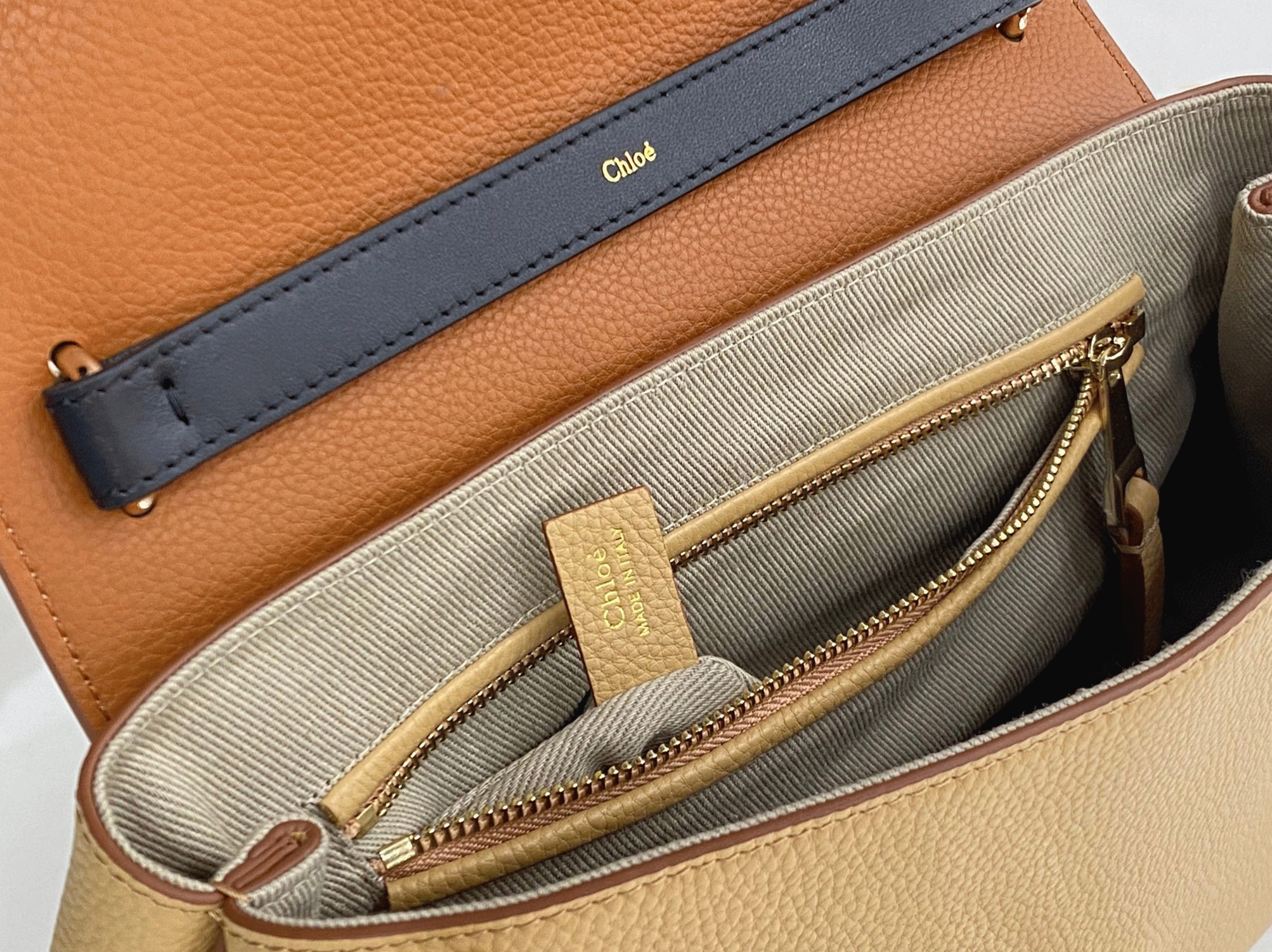 Top Quality Replica Chloe Penelope Medium Shoulder Bag in Beige Grained Calfskin