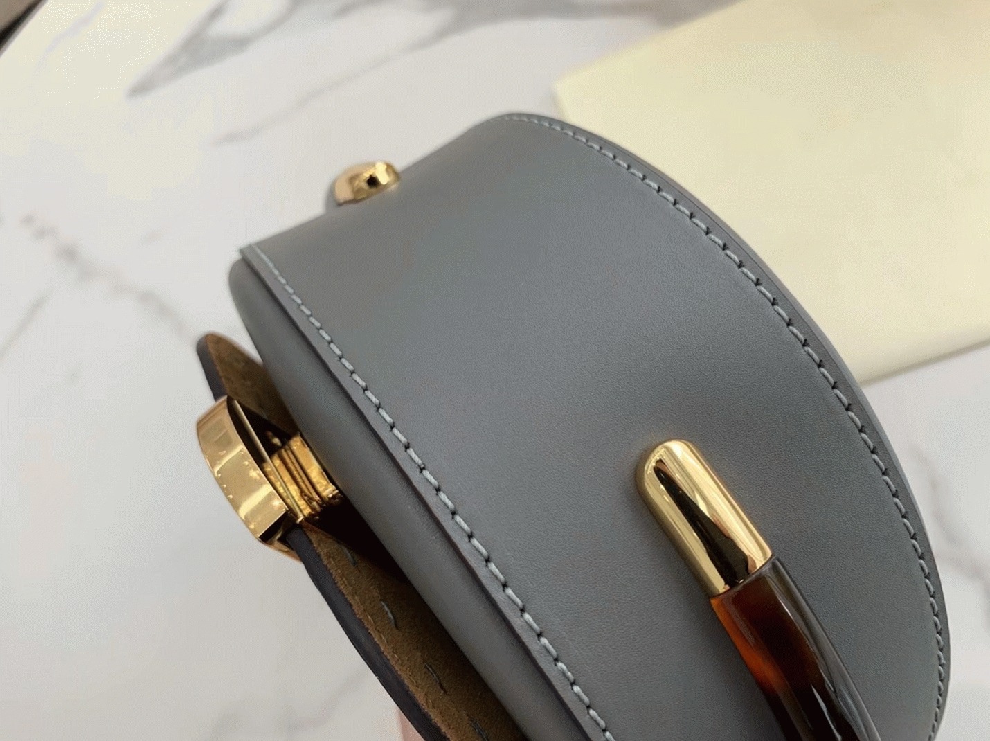 Top Quality Replica Fendi Moonlight Saddle Bag In Grey Calfskin